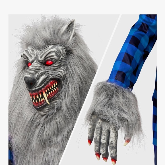 NWT kids Werewolf Costume glowing eyes Size Medium Halloween werewolf costume - Picture 9 of 13